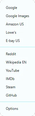 The Context Menu Search submenu listing the configured search engines